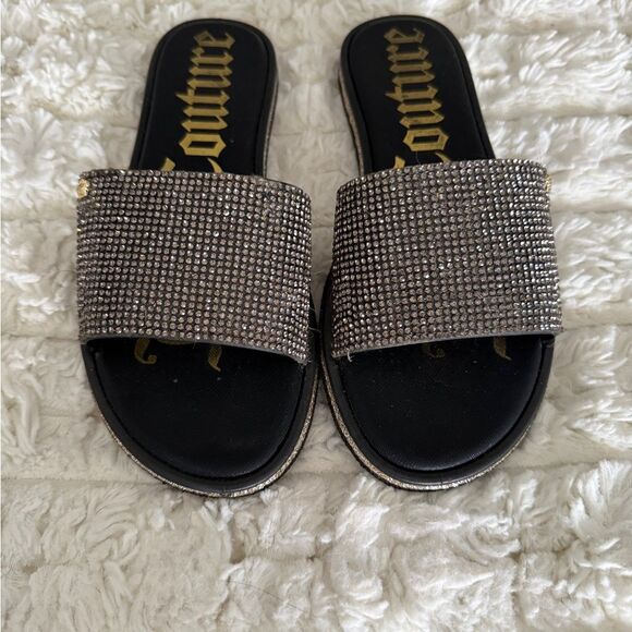 Juicy Couture Women's Glittering Black and Silver Sandals 7.5 - Picture 2 of 4